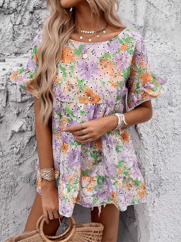 Levoire | Robe courte décontractée à fleurs pour femmes