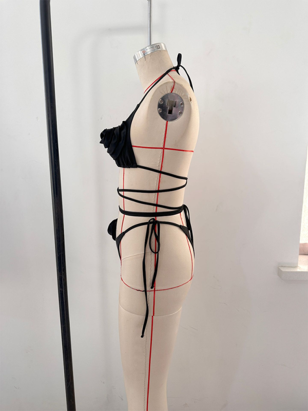 Levoire | Bikini femme sexy uni en trois dimensions avec grande fleur