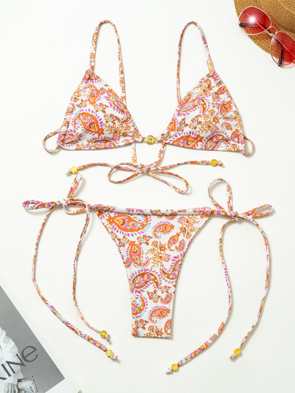 Levoire | Mode de vacances pour femmes maillot de bain sexy imprimé avec fente dos nu bikini