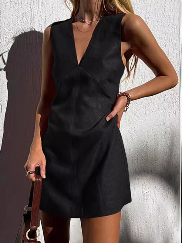 Levoire | Robe moulante sans manches à décolleté en V pour femme Musta