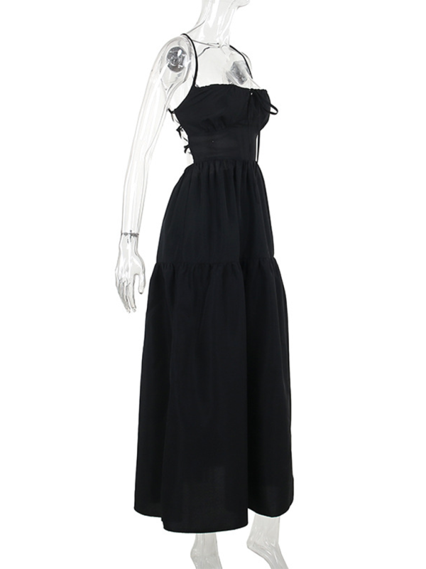 Levoire | Robe à dos nu A-line avec ceinture à cordon pour femmes