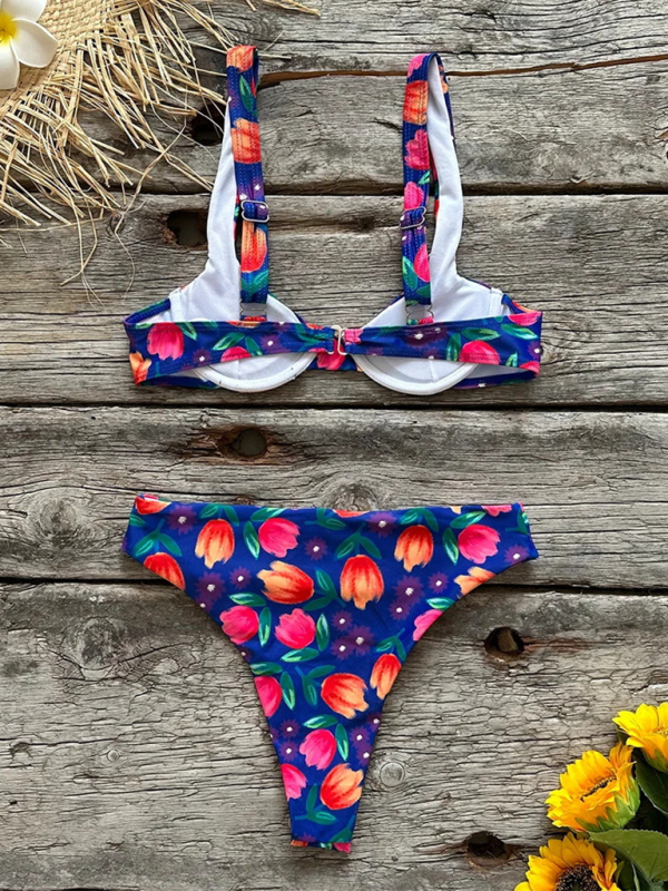 Levoire | Femme nouveau sexy coupe basse imprimé ensemble bikini de plage