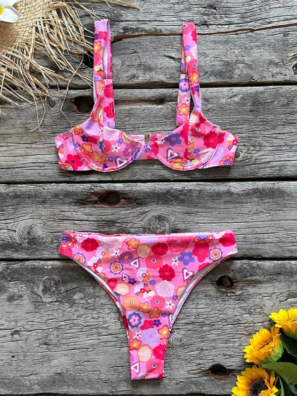Levoire | Femme nouveau sexy coupe basse imprimé ensemble bikini de plage