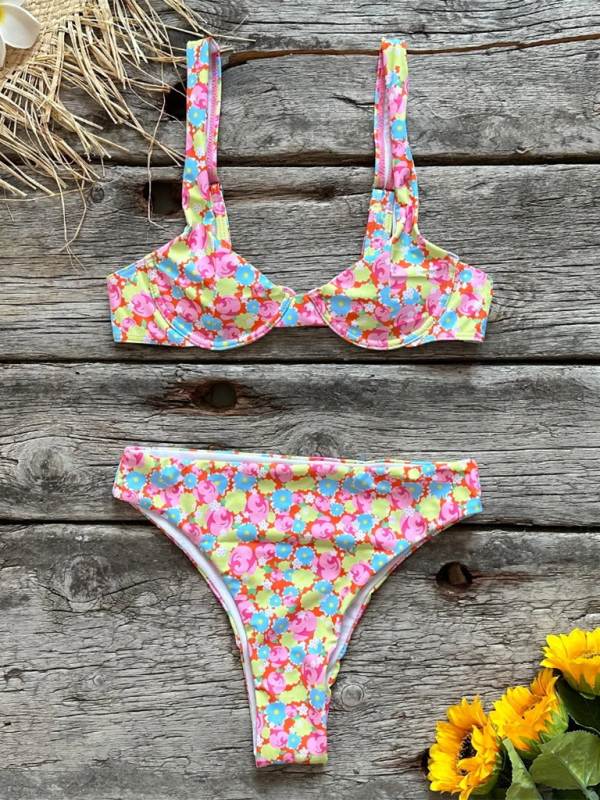 Levoire | Femme nouveau sexy coupe basse imprimé ensemble bikini de plage