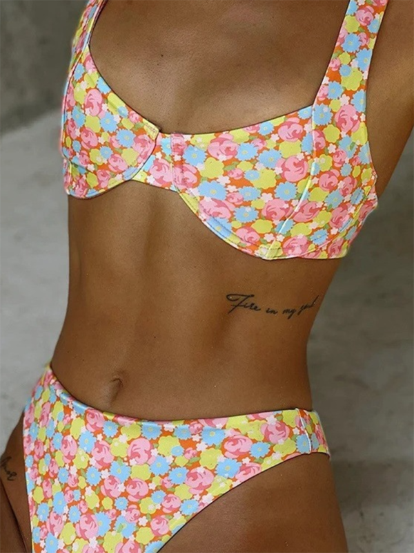 Levoire | Femme nouveau sexy coupe basse imprimé ensemble bikini de plage