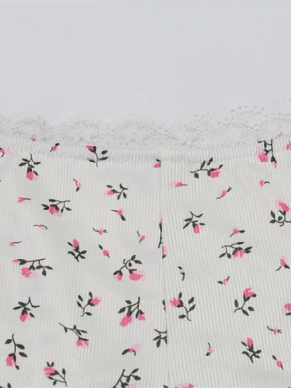 Levoire | Haut à capuchon floral loose et short Ensemble deux pièces