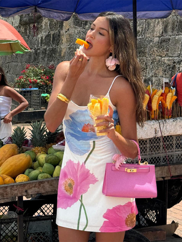 Levoire | Nouvelles robes de fleurs sexy de style vacances sans bretelles Blanc