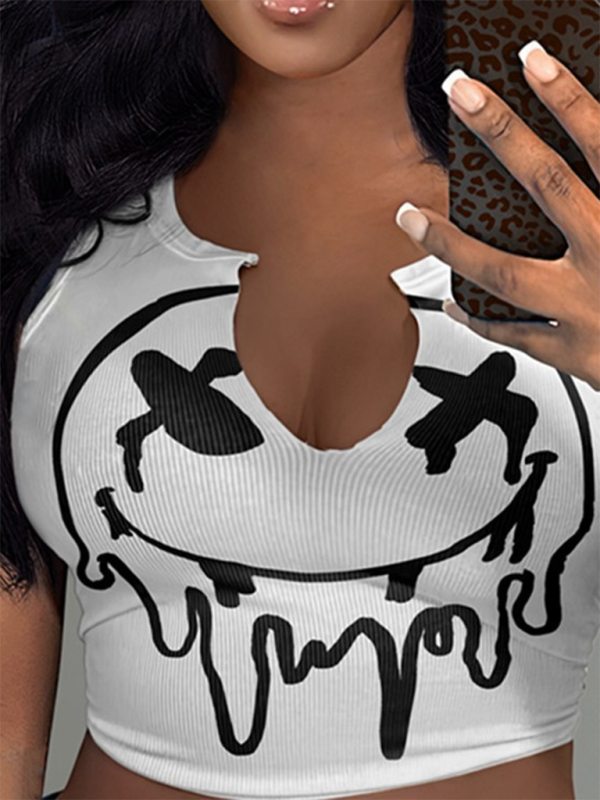 Levoire | Vêtements pour femmes T-shirt sexy en lettres Top sans bretelles Découpe en U Petit top