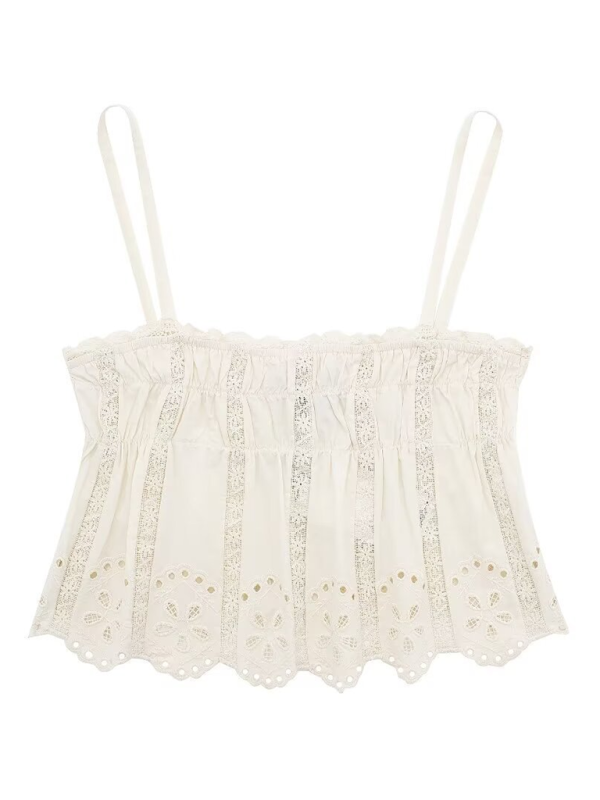 Levoire | Femmes nouveau débardeur brodé beige Crème