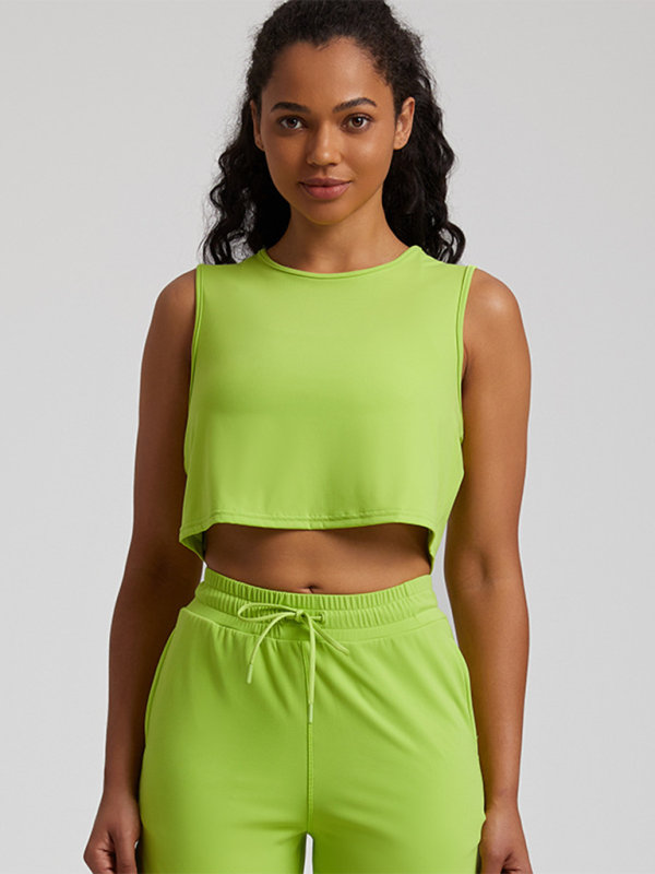 Levoire | Pour les femmes nouveaux soutien-gorge de sport sans manches T-shirt mince vêtements de yoga course fitness t-shirt Bud vert