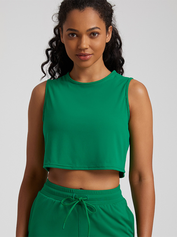 Levoire | Pour les femmes nouveaux soutien-gorge de sport sans manches T-shirt mince vêtements de yoga course fitness t-shirt Vert