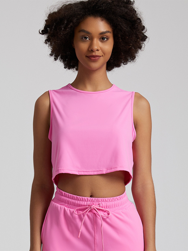 Levoire | Pour les femmes nouveaux soutien-gorge de sport sans manches T-shirt mince vêtements de yoga course fitness t-shirt Rosa