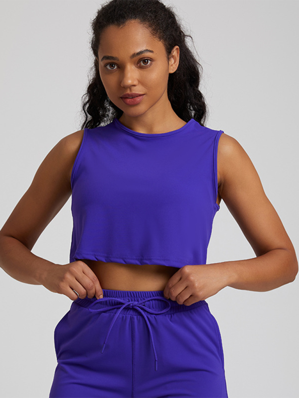 Levoire | Pour les femmes nouveaux soutien-gorge de sport sans manches T-shirt mince vêtements de yoga course fitness t-shirt Saphir