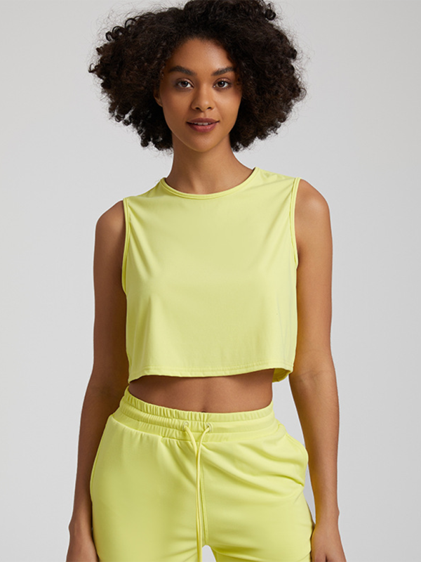 Levoire | Pour les femmes nouveaux soutien-gorge de sport sans manches T-shirt mince vêtements de yoga course fitness t-shirt Jaune