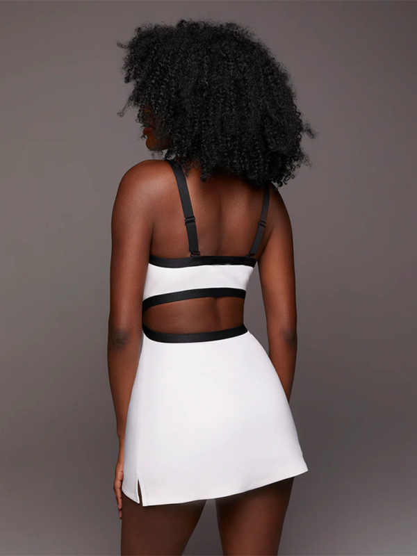 Levoire | Femmes nouvelle couleur-écart simple anti-allergie confortable vêtements de yoga tennis dévoiler ventre robe