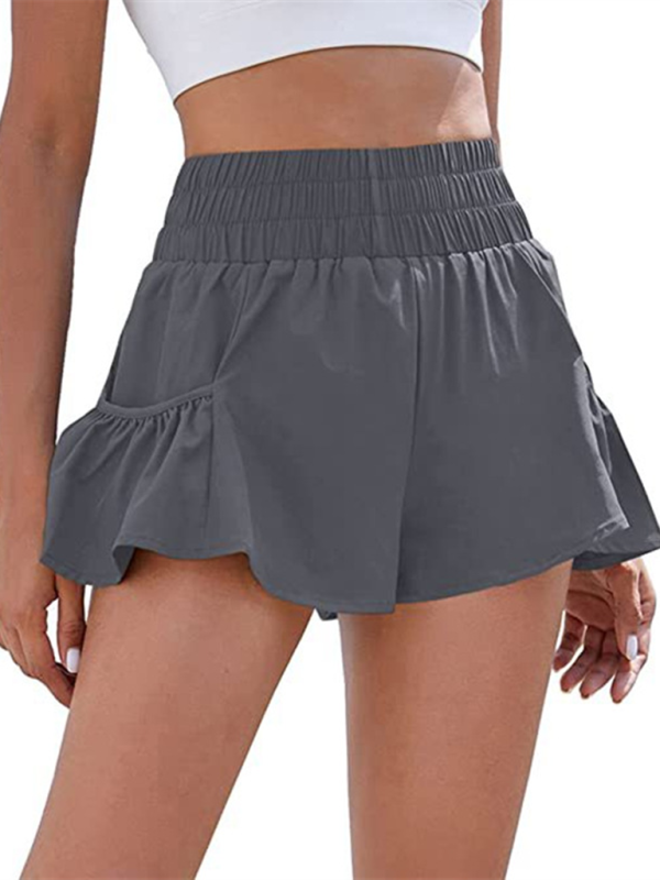 Levoire | Femmes Fitness Course Rapide Sèche Taille Haute Shorts Avec Poches Gris foncé