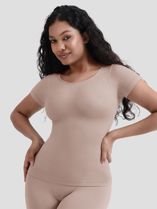 Levoire | Nouveau corset sans couture à manches courtes T-shirt partie inférieure taille serrée haut sculptant