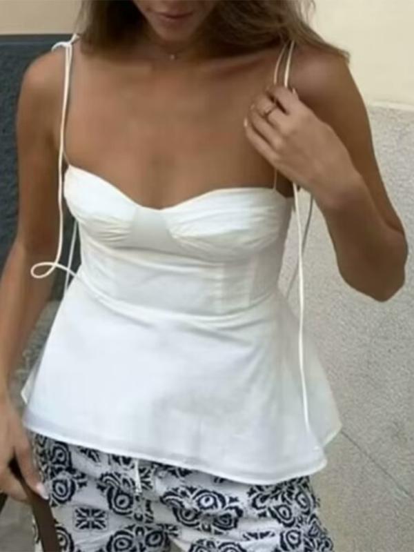 Levoire | Nouveau top féminin uni style corset Blanc