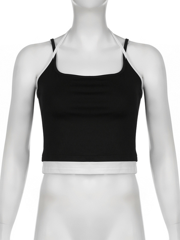 Levoire | Couleur contrastante Lacet Slim Fit sexy Dos Top