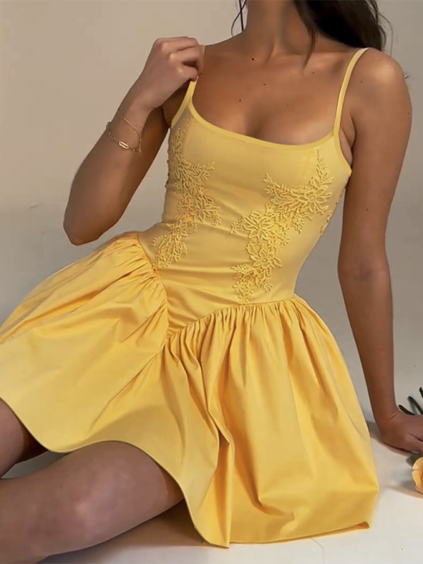 Levoire | Tempérament modish marque d'épingle robe à volant Jaune