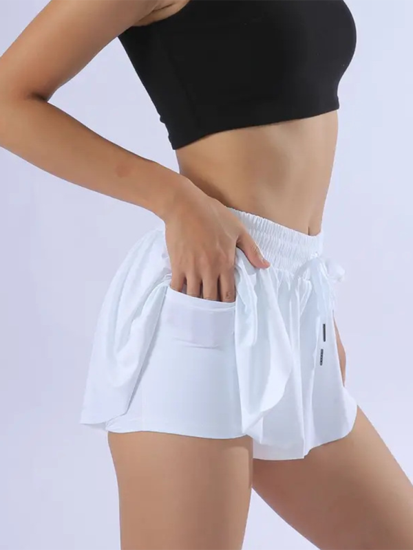 Levoire | Femmes nouveau style Sport Haute élastique et confortable avec poche Jupe de tennis Blanc