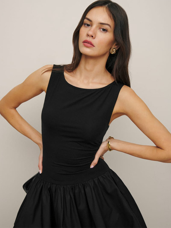 Levoire | Robe sans manches unie pour femmes avec coutures