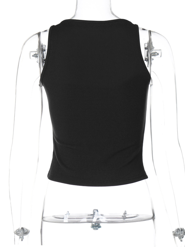 Levoire | Pour les femmes nouveau style impression de lettre U en col dégagé sans manches slim-fit sous-vêtement haut