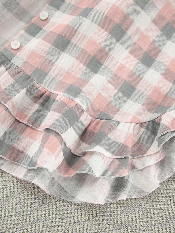 Levoire | Robe de fête à carreaux trois pièces avec une chemise à manches longues en pain de seigle tendance et un short tube pour vêtements d'intérieur