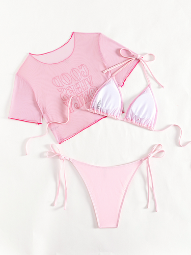 Levoire | Nouvelle Maillot de Bain Sexy Rose Douce Maillot de Bain Trois Pièces