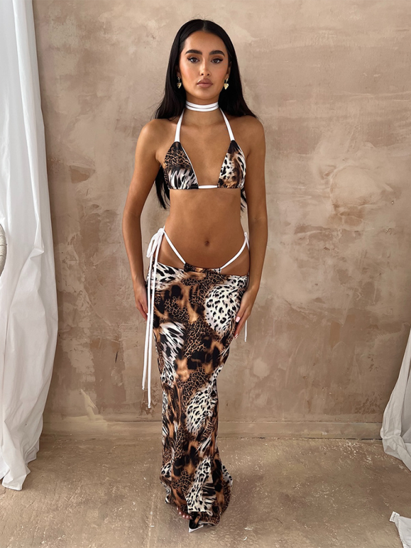 Levoire | Ensemble de bikini sexy à motif léopard trois pièces Lion