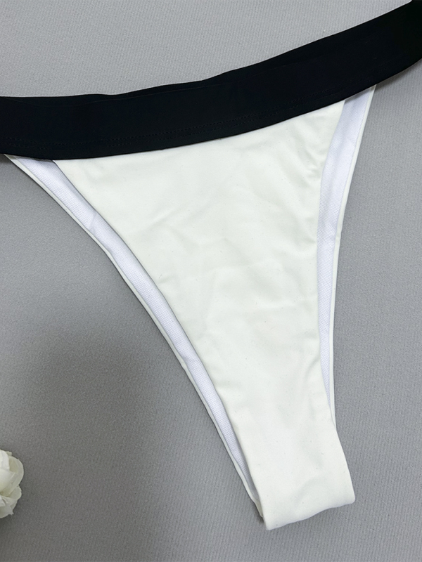 Levoire | Noir-blanc maillot de bain froncé deux pièces pour femmes