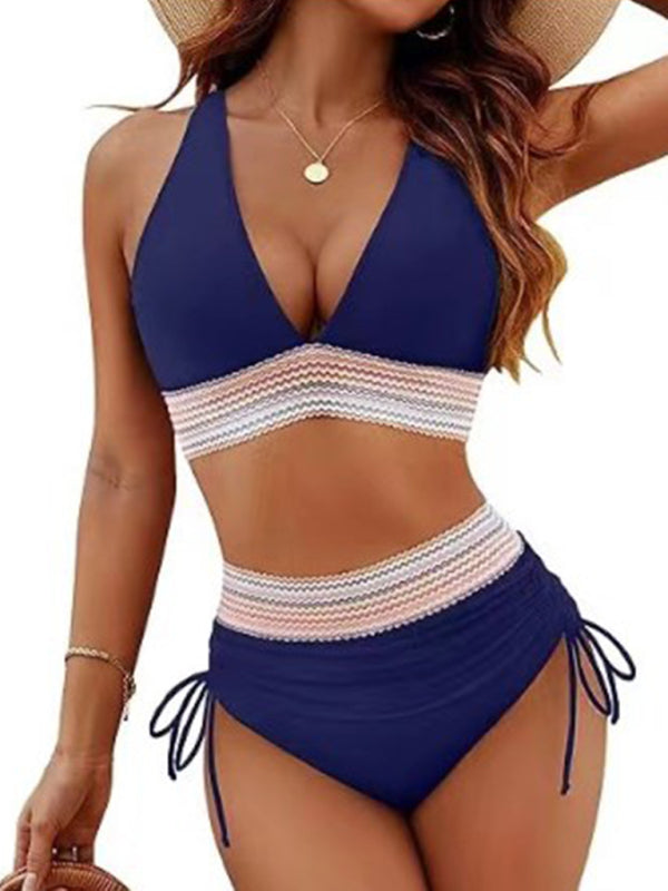 Levoire | Taille haute bikini deux pièces V-string trou lacet Champlain Couleur
