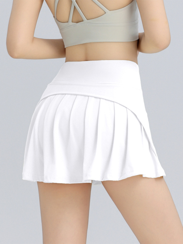 Levoire | Sporty jupe courte anti-expansion taille haute liftante jupe de course respirante en A Blanc