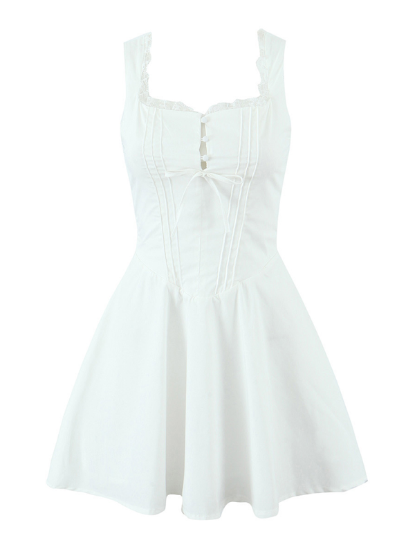 Levoire | Fleur de dentelle Robe à bretelles en V Blanc