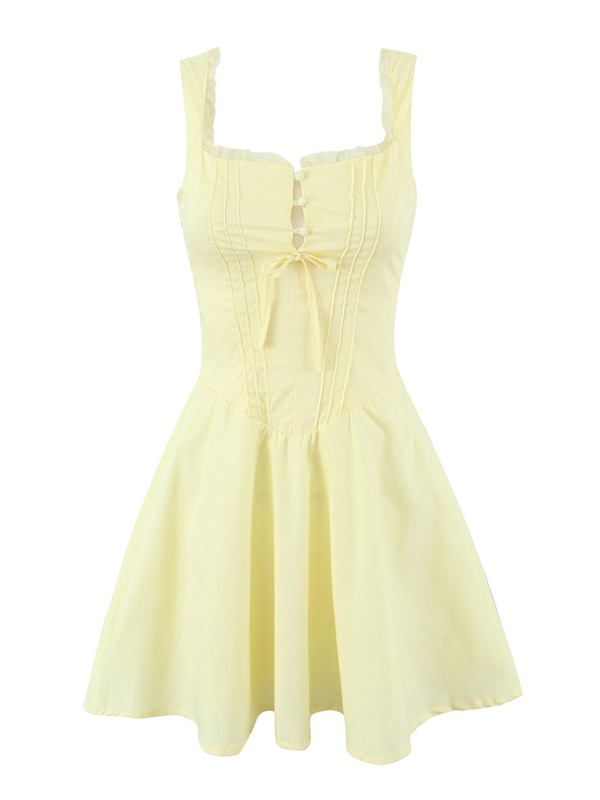 Levoire | Fleur de dentelle Robe à bretelles en V Jaune