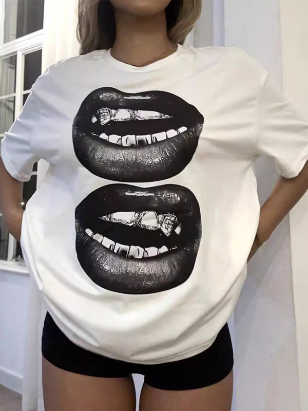 Levoire | Nouvelle image de mode Col rond Manches courtes T-shirt Blanc