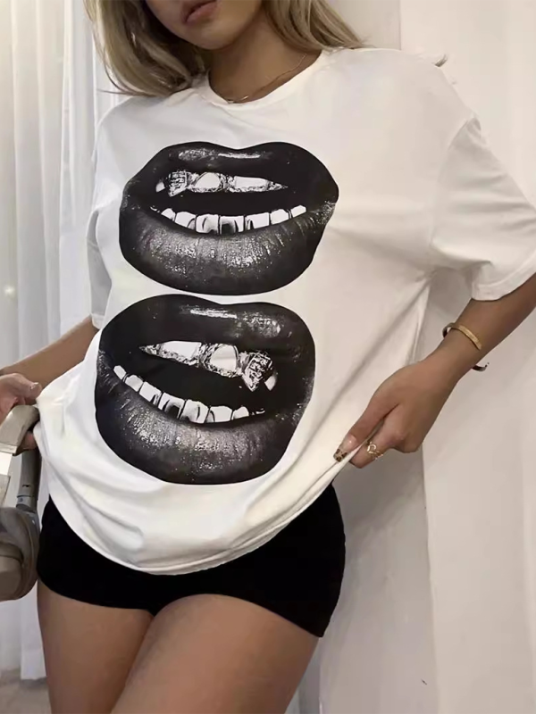 Levoire | Nouvelle image de mode Col rond Manches courtes T-shirt