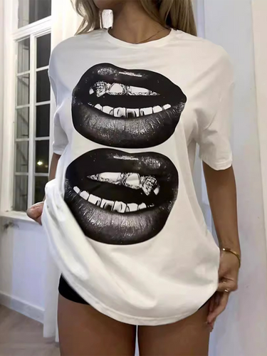 Levoire | Nouvelle image de mode Col rond Manches courtes T-shirt