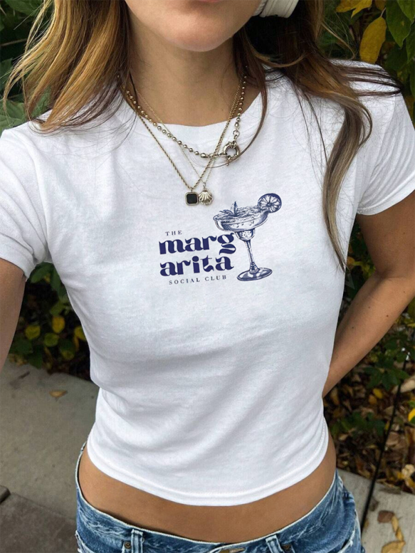 Levoire | Verre à vin personnel impression Baby Tee débardeur court polyvalent T-shirt Blanc