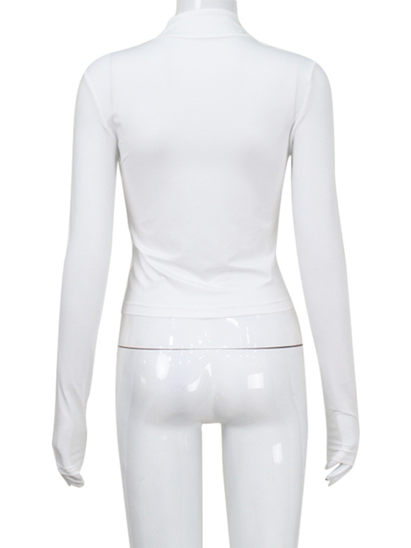 Levoire | Zip slim fit ventre lissant sexy cool chaud soutien-gorge mettant en valeur tendance mince t-shirt à manches longues