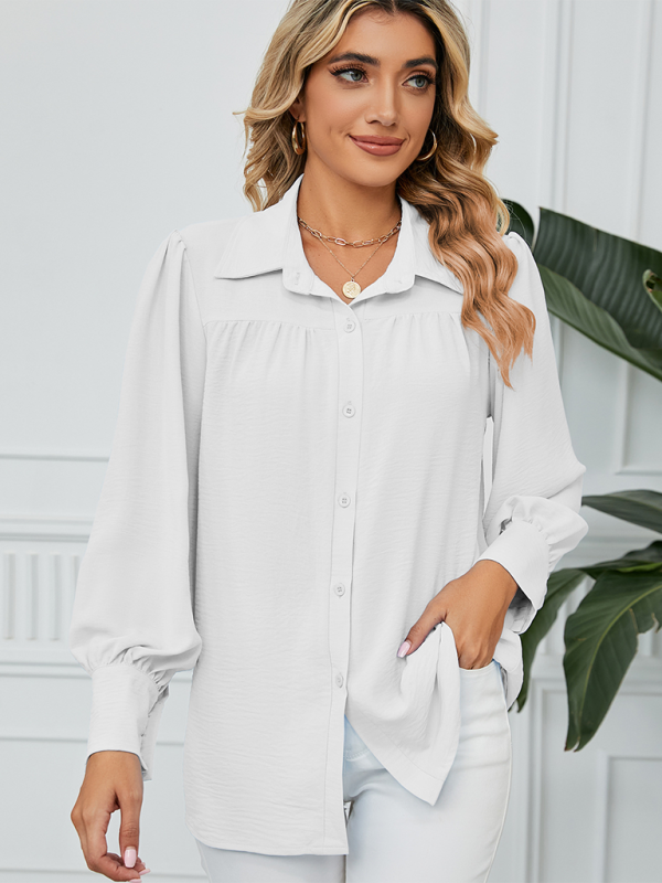 Levoire | Nouvelle chemise en chiffon ample à manches longues avec boutons Blanc