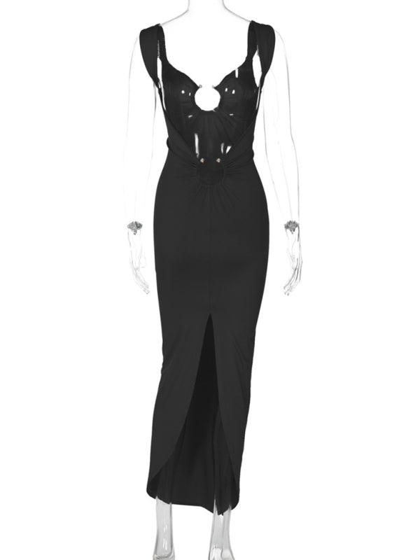 Levoire | Robe sexy à dos V ouvert avec un dos ouvert et une fente qui est serrée.