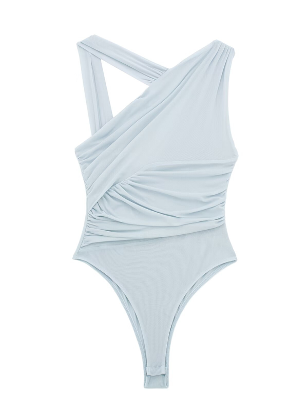 Levoire | Nouvelle jupe plissée asymétrique en tulle-body Bleu clair