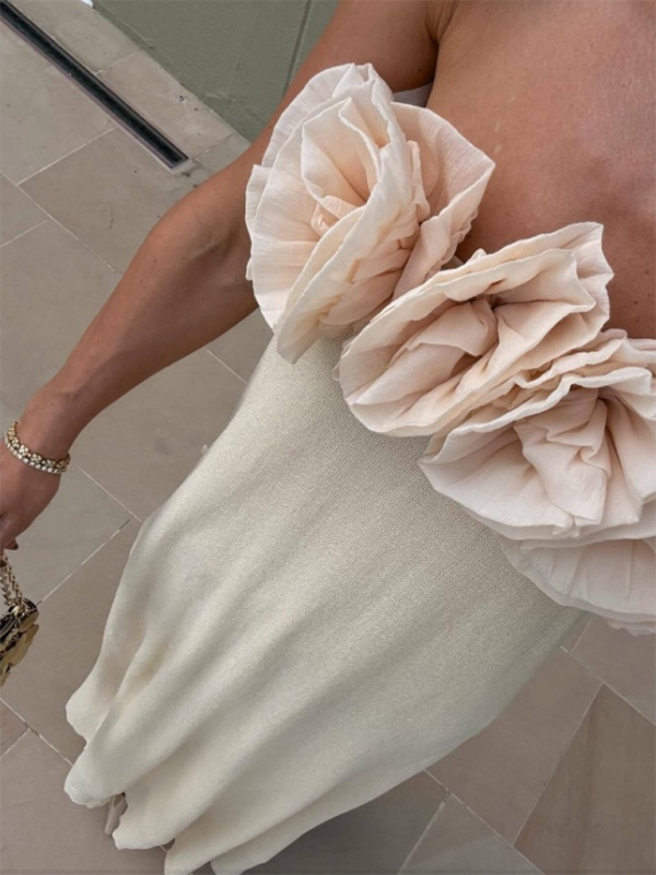 Levoire | Robe tube en tricot à fleurs longue