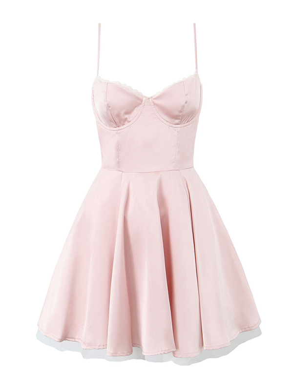 Levoire | Robe halter sexy à fleurs en V Rosa