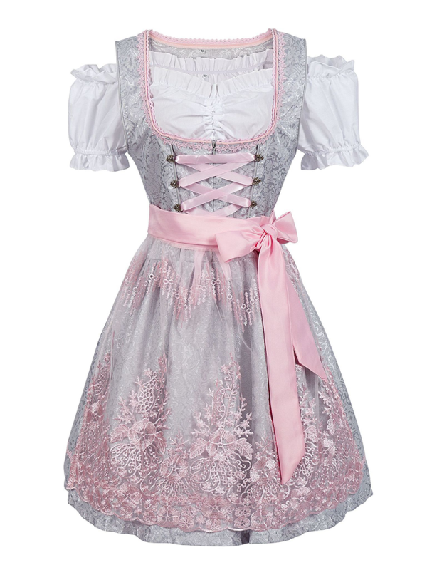 Levoire | Allemande Munich Oktoberfest gris et rose robe de fille costume de scène Gris