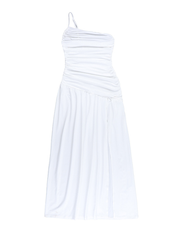 Levoire | Robe à bretelles dégageant les épaules avec fente élastique libre en A