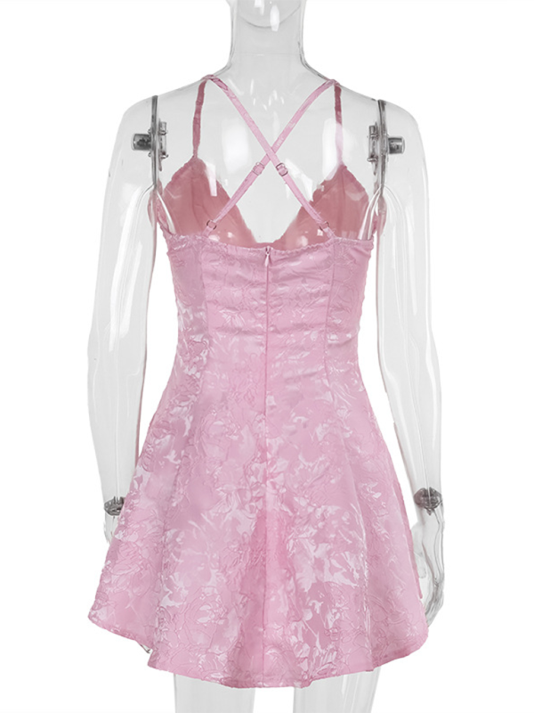Levoire | Sexy Profond V Slim Jacquard A-Ligne Robe