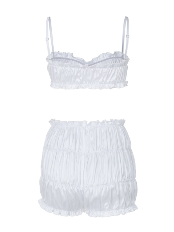 Levoire | Modish sexy sans manches top coupe ajustée plissée shorts ensemble