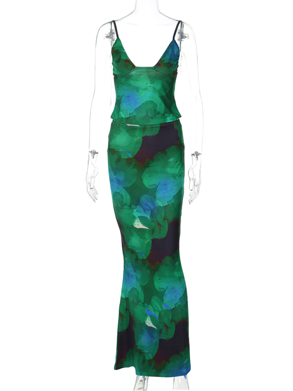Levoire | Muoti Print Sexuel V-U-soutien-gorge Jupe Robe